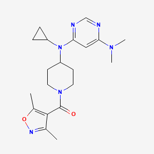 molecular formula C20H28N6O2 B6430585 N4-cyclopropyl-N4-[1-(3,5-dimethyl-1,2-oxazole-4-carbonyl)piperidin-4-yl]-N6,N6-dimethylpyrimidine-4,6-diamine CAS No. 2201780-03-0