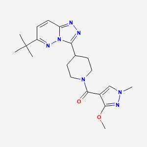 molecular formula C20H27N7O2 B6430598 4-{6-tert-butyl-[1,2,4]triazolo[4,3-b]pyridazin-3-yl}-1-(3-methoxy-1-methyl-1H-pyrazole-4-carbonyl)piperidine CAS No. 2200399-47-7
