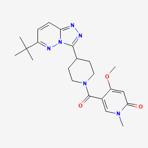 molecular formula C22H28N6O3 B6430616 5-(4-{6-tert-butyl-[1,2,4]triazolo[4,3-b]pyridazin-3-yl}piperidine-1-carbonyl)-4-methoxy-1-methyl-1,2-dihydropyridin-2-one CAS No. 2200469-61-8
