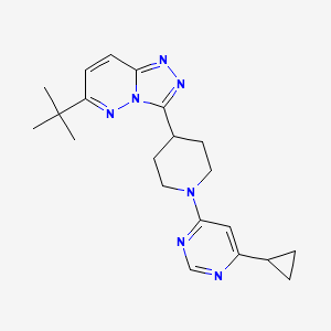 molecular formula C21H27N7 B6430630 4-(4-{6-tert-butyl-[1,2,4]triazolo[4,3-b]pyridazin-3-yl}piperidin-1-yl)-6-cyclopropylpyrimidine CAS No. 2201624-89-5