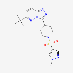 molecular formula C18H25N7O2S B6430635 4-{6-tert-butyl-[1,2,4]triazolo[4,3-b]pyridazin-3-yl}-1-[(1-methyl-1H-pyrazol-4-yl)sulfonyl]piperidine CAS No. 2198442-13-4