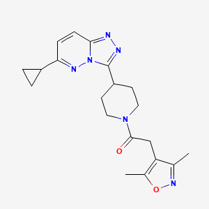 molecular formula C20H24N6O2 B6430643 1-(4-{6-cyclopropyl-[1,2,4]triazolo[4,3-b]pyridazin-3-yl}piperidin-1-yl)-2-(3,5-dimethyl-1,2-oxazol-4-yl)ethan-1-one CAS No. 2198308-96-0
