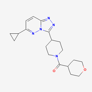 molecular formula C19H25N5O2 B6430651 4-{6-cyclopropyl-[1,2,4]triazolo[4,3-b]pyridazin-3-yl}-1-(oxane-4-carbonyl)piperidine CAS No. 2197611-49-5