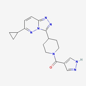 molecular formula C17H19N7O B6430663 4-{6-cyclopropyl-[1,2,4]triazolo[4,3-b]pyridazin-3-yl}-1-(1H-pyrazole-4-carbonyl)piperidine CAS No. 2200320-72-3