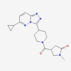 molecular formula C19H24N6O2 B6430675 4-(4-{6-cyclopropyl-[1,2,4]triazolo[4,3-b]pyridazin-3-yl}piperidine-1-carbonyl)-1-methylpyrrolidin-2-one CAS No. 2200398-20-3