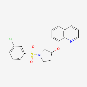 molecular formula C19H17ClN2O3S B6430692 8-{[1-(3-chlorobenzenesulfonyl)pyrrolidin-3-yl]oxy}quinoline CAS No. 1903647-13-1