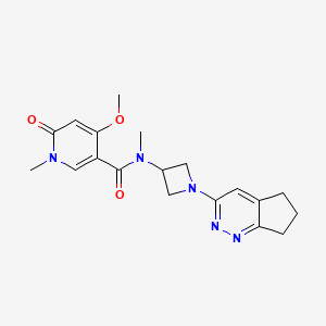 molecular formula C19H23N5O3 B6430762 N-(1-{5H,6H,7H-cyclopenta[c]pyridazin-3-yl}azetidin-3-yl)-4-methoxy-N,1-dimethyl-6-oxo-1,6-dihydropyridine-3-carboxamide CAS No. 2201163-94-0