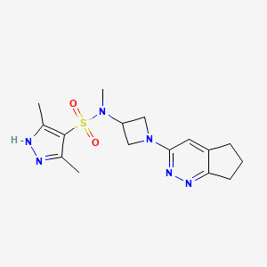 molecular formula C16H22N6O2S B6430763 N-(1-{5H,6H,7H-cyclopenta[c]pyridazin-3-yl}azetidin-3-yl)-N,3,5-trimethyl-1H-pyrazole-4-sulfonamide CAS No. 2197294-32-7