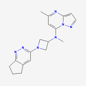 molecular formula C18H21N7 B6430774 1-{5H,6H,7H-cyclopenta[c]pyridazin-3-yl}-N-methyl-N-{5-methylpyrazolo[1,5-a]pyrimidin-7-yl}azetidin-3-amine CAS No. 2199787-97-6