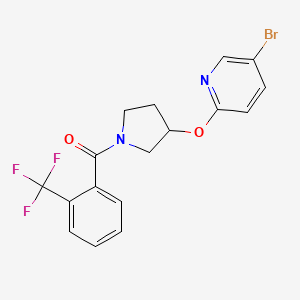 molecular formula C17H14BrF3N2O2 B6430815 5-bromo-2-({1-[2-(trifluoromethyl)benzoyl]pyrrolidin-3-yl}oxy)pyridine CAS No. 1904098-19-6