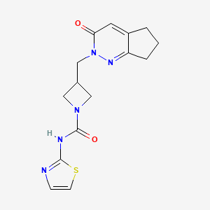 molecular formula C15H17N5O2S B6430839 3-({3-oxo-2H,3H,5H,6H,7H-cyclopenta[c]pyridazin-2-yl}methyl)-N-(1,3-thiazol-2-yl)azetidine-1-carboxamide CAS No. 2198840-39-8