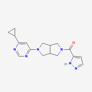 molecular formula C17H20N6O B6430871 4-cyclopropyl-6-[5-(1H-pyrazole-3-carbonyl)-octahydropyrrolo[3,4-c]pyrrol-2-yl]pyrimidine CAS No. 2199062-51-4