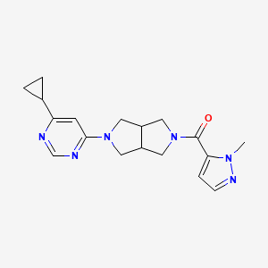 molecular formula C18H22N6O B6430877 4-cyclopropyl-6-[5-(1-methyl-1H-pyrazole-5-carbonyl)-octahydropyrrolo[3,4-c]pyrrol-2-yl]pyrimidine CAS No. 2199319-88-3