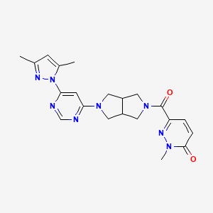 molecular formula C21H24N8O2 B6430903 6-{5-[6-(3,5-dimethyl-1H-pyrazol-1-yl)pyrimidin-4-yl]-octahydropyrrolo[3,4-c]pyrrole-2-carbonyl}-2-methyl-2,3-dihydropyridazin-3-one CAS No. 2198086-00-7