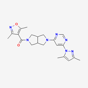 molecular formula C21H25N7O2 B6430912 4-[5-(3,5-dimethyl-1,2-oxazole-4-carbonyl)-octahydropyrrolo[3,4-c]pyrrol-2-yl]-6-(3,5-dimethyl-1H-pyrazol-1-yl)pyrimidine CAS No. 2199162-99-5