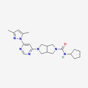 molecular formula C21H29N7O B6430921 N-cyclopentyl-5-[6-(3,5-dimethyl-1H-pyrazol-1-yl)pyrimidin-4-yl]-octahydropyrrolo[3,4-c]pyrrole-2-carboxamide CAS No. 2201395-98-2