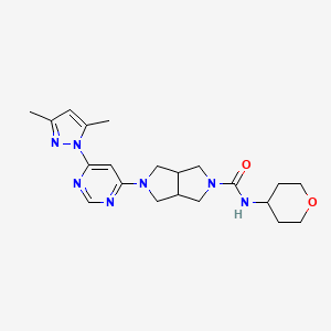 molecular formula C21H29N7O2 B6430926 5-[6-(3,5-dimethyl-1H-pyrazol-1-yl)pyrimidin-4-yl]-N-(oxan-4-yl)-octahydropyrrolo[3,4-c]pyrrole-2-carboxamide CAS No. 2199906-32-4