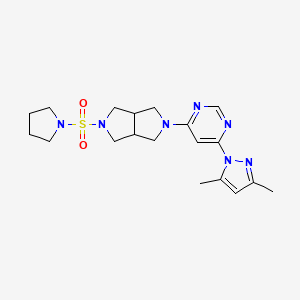 molecular formula C19H27N7O2S B6430935 4-(3,5-dimethyl-1H-pyrazol-1-yl)-6-[5-(pyrrolidine-1-sulfonyl)-octahydropyrrolo[3,4-c]pyrrol-2-yl]pyrimidine CAS No. 2198308-18-6