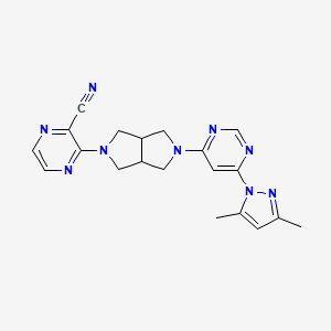 molecular formula C20H21N9 B6430950 3-{5-[6-(3,5-dimethyl-1H-pyrazol-1-yl)pyrimidin-4-yl]-octahydropyrrolo[3,4-c]pyrrol-2-yl}pyrazine-2-carbonitrile CAS No. 2198771-50-3
