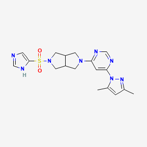 molecular formula C18H22N8O2S B6430953 4-(3,5-dimethyl-1H-pyrazol-1-yl)-6-[5-(1H-imidazole-4-sulfonyl)-octahydropyrrolo[3,4-c]pyrrol-2-yl]pyrimidine CAS No. 2200354-53-4