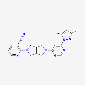 molecular formula C21H22N8 B6430961 2-{5-[6-(3,5-dimethyl-1H-pyrazol-1-yl)pyrimidin-4-yl]-octahydropyrrolo[3,4-c]pyrrol-2-yl}pyridine-3-carbonitrile CAS No. 2198029-89-7