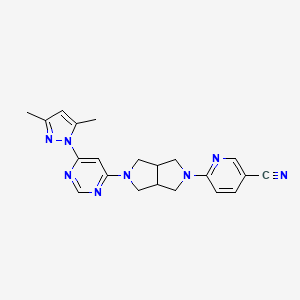 molecular formula C21H22N8 B6430962 6-{5-[6-(3,5-dimethyl-1H-pyrazol-1-yl)pyrimidin-4-yl]-octahydropyrrolo[3,4-c]pyrrol-2-yl}pyridine-3-carbonitrile CAS No. 2201700-88-9