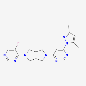 molecular formula C19H21FN8 B6431044 4-(3,5-dimethyl-1H-pyrazol-1-yl)-6-[5-(5-fluoropyrimidin-4-yl)-octahydropyrrolo[3,4-c]pyrrol-2-yl]pyrimidine CAS No. 2200725-33-1