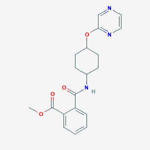 molecular formula C19H21N3O4 B6431079 methyl 2-{[(1r,4r)-4-(pyrazin-2-yloxy)cyclohexyl]carbamoyl}benzoate CAS No. 2549023-34-7