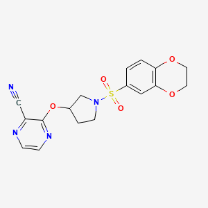molecular formula C17H16N4O5S B6431084 3-{[1-(2,3-dihydro-1,4-benzodioxine-6-sulfonyl)pyrrolidin-3-yl]oxy}pyrazine-2-carbonitrile CAS No. 1903584-52-0
