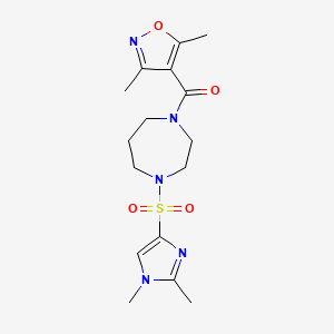 molecular formula C16H23N5O4S B6431110 1-(3,5-dimethyl-1,2-oxazole-4-carbonyl)-4-[(1,2-dimethyl-1H-imidazol-4-yl)sulfonyl]-1,4-diazepane CAS No. 1903602-44-7
