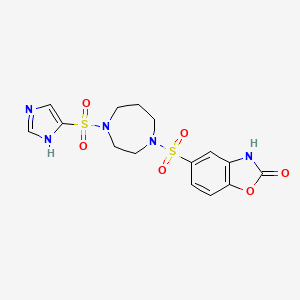molecular formula C15H17N5O6S2 B6431152 5-{[4-(1H-imidazole-4-sulfonyl)-1,4-diazepan-1-yl]sulfonyl}-2,3-dihydro-1,3-benzoxazol-2-one CAS No. 1903888-13-0