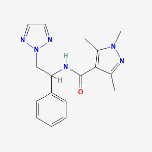 1,3,5-trimethyl-N-[1-phenyl-2-(2H-1,2,3-triazol-2-yl)ethyl]-1H-pyrazole-4-carboxamide