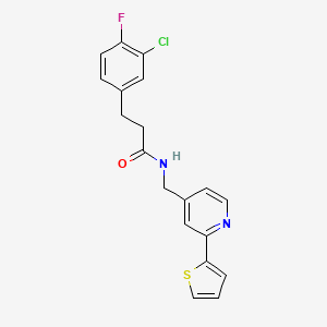 molecular formula C19H16ClFN2OS B6431162 3-(3-chloro-4-fluorophenyl)-N-{[2-(thiophen-2-yl)pyridin-4-yl]methyl}propanamide CAS No. 1904181-54-9