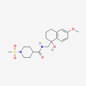molecular formula C19H28N2O5S B6431208 N-[(1-hydroxy-6-methoxy-1,2,3,4-tetrahydronaphthalen-1-yl)methyl]-1-methanesulfonylpiperidine-4-carboxamide CAS No. 1903505-58-7