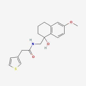 molecular formula C18H21NO3S B6431223 N-[(1-hydroxy-6-methoxy-1,2,3,4-tetrahydronaphthalen-1-yl)methyl]-2-(thiophen-3-yl)acetamide CAS No. 1904190-09-5