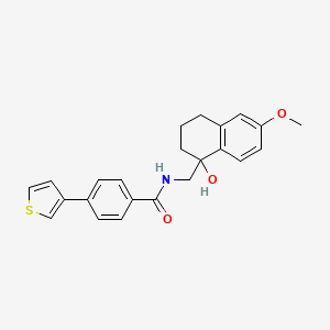 N-[(1-hydroxy-6-methoxy-1,2,3,4-tetrahydronaphthalen-1-yl)methyl]-4-(thiophen-3-yl)benzamide