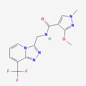 molecular formula C14H13F3N6O2 B6431334 3-methoxy-1-methyl-N-{[8-(trifluoromethyl)-[1,2,4]triazolo[4,3-a]pyridin-3-yl]methyl}-1H-pyrazole-4-carboxamide CAS No. 1903303-01-4