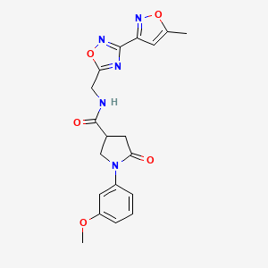 molecular formula C19H19N5O5 B6431338 1-(3-methoxyphenyl)-N-{[3-(5-methyl-1,2-oxazol-3-yl)-1,2,4-oxadiazol-5-yl]methyl}-5-oxopyrrolidine-3-carboxamide CAS No. 1903440-26-5