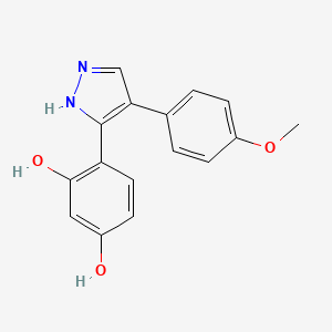 molecular formula C16H14N2O3 B6431485 4-[4-(4-甲氧基苯基)-1H-吡唑-3-基]苯-1,3-二醇 CAS No. 948901-13-1