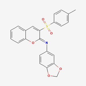 (2Z)-N-(2H-1,3-benzodioxol-5-yl)-3-(4-methylbenzenesulfonyl)-2H-chromen-2-imine