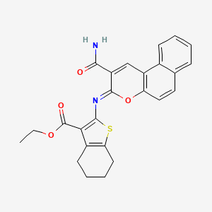 molecular formula C25H22N2O4S B6431519 ethyl 2-{[(3Z)-2-carbamoyl-3H-benzo[f]chromen-3-ylidene]amino}-4,5,6,7-tetrahydro-1-benzothiophene-3-carboxylate CAS No. 312636-30-9
