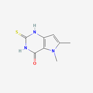 molecular formula C8H9N3OS B6431545 5,6-dimethyl-2-sulfanylidene-1H,2H,3H,4H,5H-pyrrolo[3,2-d]pyrimidin-4-one CAS No. 1334489-41-6