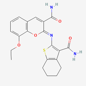 (2Z)-2-[(3-carbamoyl-4,5,6,7-tetrahydro-1-benzothiophen-2-yl)imino]-8-ethoxy-2H-chromene-3-carboxamide