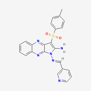 (1E)-3-(4-methylbenzenesulfonyl)-N1-[(pyridin-3-yl)methylidene]-1H-pyrrolo[2,3-b]quinoxaline-1,2-diamine