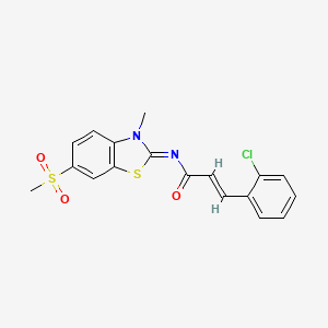 molecular formula C18H15ClN2O3S2 B6431592 (2E)-3-(2-chlorophenyl)-N-[(2Z)-6-methanesulfonyl-3-methyl-2,3-dihydro-1,3-benzothiazol-2-ylidene]prop-2-enamide CAS No. 683238-20-2