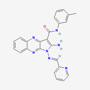 2-amino-N-(3-methylphenyl)-1-[(E)-[(pyridin-2-yl)methylidene]amino]-1H-pyrrolo[2,3-b]quinoxaline-3-carboxamide