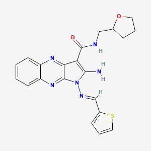 2-amino-N-[(oxolan-2-yl)methyl]-1-[(E)-[(thiophen-2-yl)methylidene]amino]-1H-pyrrolo[2,3-b]quinoxaline-3-carboxamide