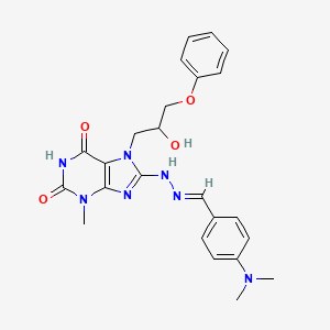 molecular formula C24H27N7O4 B6431678 8-[(E)-2-{[4-(dimethylamino)phenyl]methylidene}hydrazin-1-yl]-7-(2-hydroxy-3-phenoxypropyl)-3-methyl-2,3,6,7-tetrahydro-1H-purine-2,6-dione CAS No. 374910-54-0