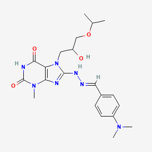 molecular formula C21H29N7O4 B6431684 8-[(E)-2-{[4-(dimethylamino)phenyl]methylidene}hydrazin-1-yl]-7-[2-hydroxy-3-(propan-2-yloxy)propyl]-3-methyl-2,3,6,7-tetrahydro-1H-purine-2,6-dione CAS No. 375363-11-4