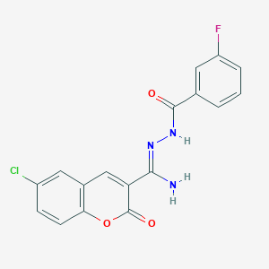 N'-[(1Z)-amino(6-chloro-2-oxo-2H-chromen-3-yl)methylidene]-3-fluorobenzohydrazide